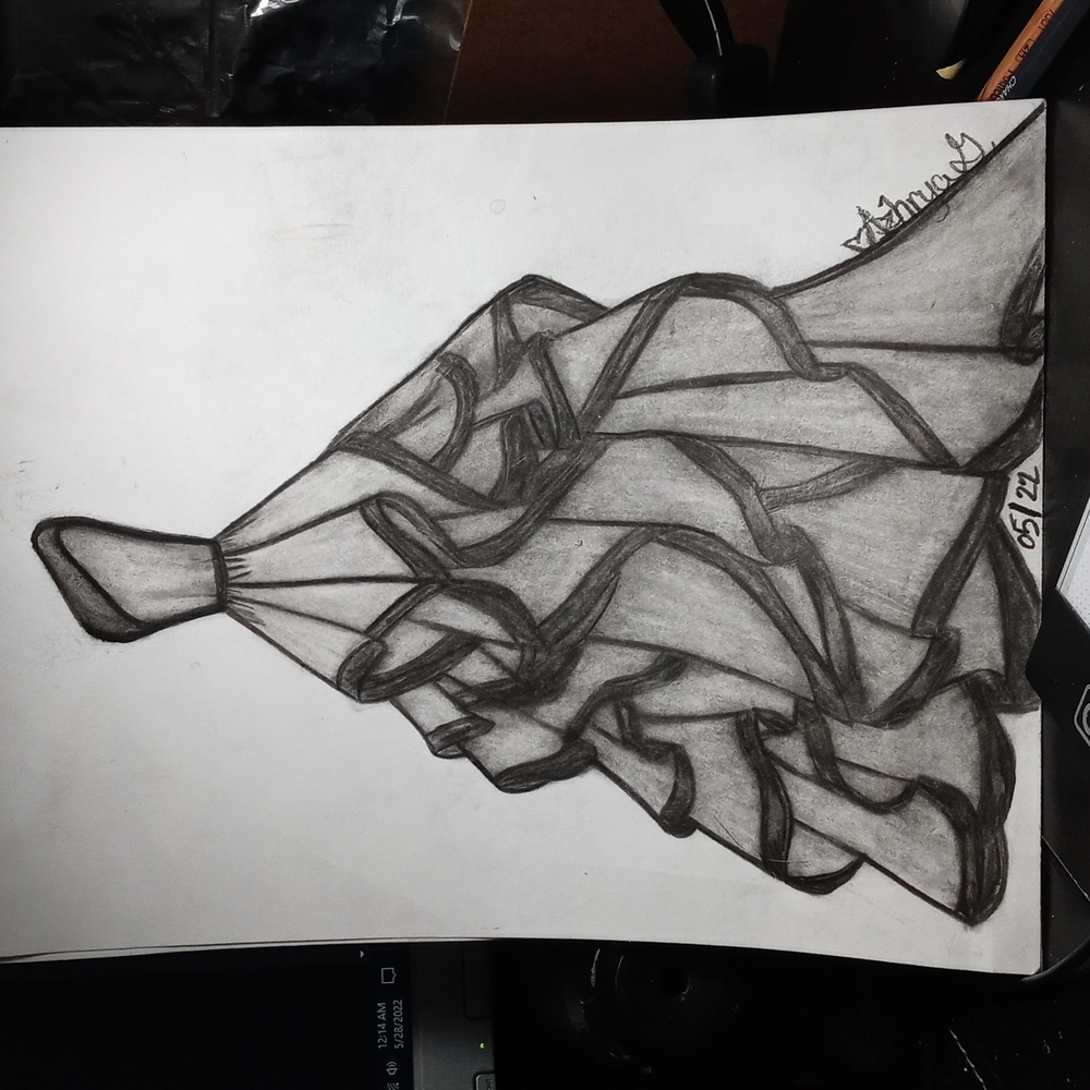 Ruffled Gown Drawing